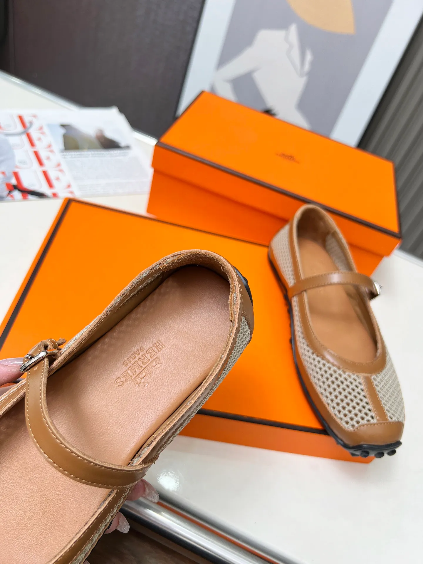 👟👟Ex-factory price 480👟👟Hermes New model! Original development, top layer cowhide! New crafting grid! In sheepskin, sheepskin padding! 35-41 yards